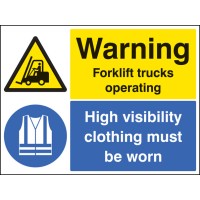 Warning - Forklift Trucks Operating - High Visibility Clothing Must be Worn Warning - Forklift Trucks Operating - High Visibility Clothing Must be Worn