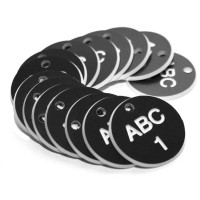 Engraved Valve Tags - Black with White Text Engraved Valve Tags - Black with White Text