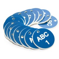 Engraved Valve Tags - Blue with White Text Engraved Valve Tags - Blue with White Text
