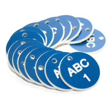 Engraved Valve Tags - Blue with White Text Engraved Valve Tags - Blue with White Text
