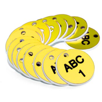 Engraved Valve Tags - Yellow with Black Text Engraved Valve Tags - Yellow with Black Text