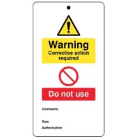 Warning - Corrective Action Required - Double Sided Tags (Pack of 10) Warning - Corrective Action Required - Double Sided Tags (Pack of 10)