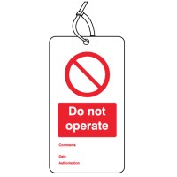 Do Not Operate - Double Sided Safety Tag (Pack of 10) Do Not Operate - Double Sided Safety Tag (Pack of 10)