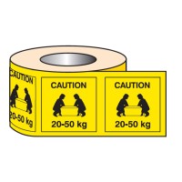 Caution - 20-50kg Labels (Roll of 500) - TESTTTTT!!!!! Caution - 20-50kg Labels (Roll of 500) - TESTTTTT!!!!!