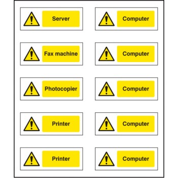 Office Labels (Various Machinery) (Sheet of 10) - TESTTTTT!!!!! 