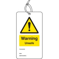 Warning - Unsafe - Double Sided Safety Tag (Pack of 10) - TESTTTTT!!!!! Warning - Unsafe - Double Sided Safety Tag (Pack of 10) - TESTTTTT!!!!!