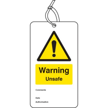 Warning - Unsafe - Double Sided Safety Tag (Pack of 10) - TESTTTTT!!!!! 