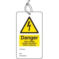 Danger - High Voltage Isolate Elsewhere - Double Sided Safety Tag - TESTTTTT!!!!! Danger - High Voltage Isolate Elsewhere - Double Sided Safety Tag - TESTTTTT!!!!!