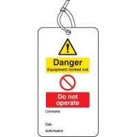 Lockout Tag - Danger - Equipment Locked Out Do Not Operate - 80 x 150mm (Pack of 10) - TESTTTTT!!!!! Lockout Tag - Danger - Equipment Locked Out Do Not Operate - 80 x 150mm (Pack of 10) - TESTTTTT!!!!!