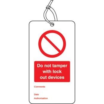 Lockout Tag - Do Not Tamper with Lock Out Devices - 80 x 150mm (Pack of 10) - TESTTTTT!!!!! 