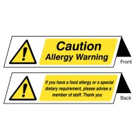 Food Allergy Notice - Double Sided Plastic Table Cards (Pack of 5) - TESTTTTT!!!!! 