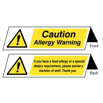 Food Allergy Notice - Double Sided Plastic Table Cards (Pack of 5) - TESTTTTT!!!!! 