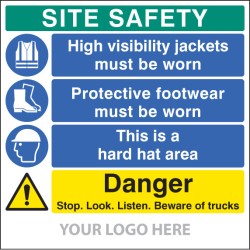 Hi Vis - Footwear - Hard Hat - Stop, Look, Listen - Add Logo - Site Saver - TESTTTTT!!!!! 