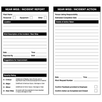 Near Miss Double Sided Report / Action Safety Tags Near Miss Double Sided Report / Action Safety Tags