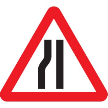 Fold Up Sign - Road Narrows Left with Text Variant Options - TESTTTTT!!!!! 