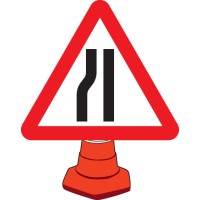 Road Narrowing Left - Cone Sign - TESTTTTT!!!!! 