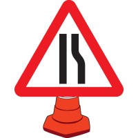 Road Narrowing Right - Cone Sign - TESTTTTT!!!!! 