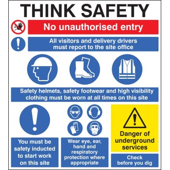 Site Safety - Think Safety - No Unauthorised Entry - Report to Office - PPE - Induction - Underground Services - TESTTTTT!!!!! 