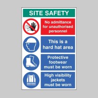 No Admittance - Hard Hat - Footwear - Hi Vis - Multi-Message Site Safety Board - TESTTTTT!!!!! No Admittance - Hard Hat - Footwear - Hi Vis - Multi-Message Site Safety Board - TESTTTTT!!!!!