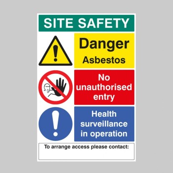 Danger - Asbestos Site Safety Board with Contact Details - TESTTTTT!!!!! 