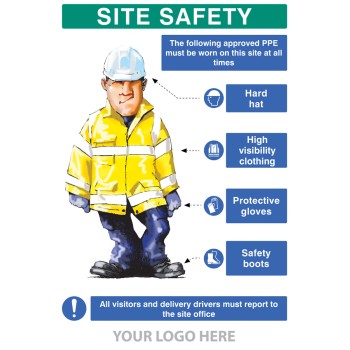 PPE Requirement Sign (Hat - Hivis - Gloves - Boots) - TESTTTTT!!!!! PPE Requirement Sign (Hat - Hivis - Gloves - Boots) - TESTTTTT!!!!!