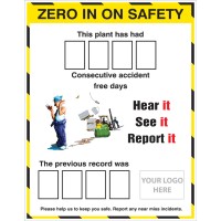Zero in On Safety AccIdent Board with Logo & 2 Sets of Numbers  - TESTTTTT!!!!! 