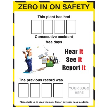 Zero in On Safety AccIdent Board with Logo & 2 Sets of Numbers  - TESTTTTT!!!!! 