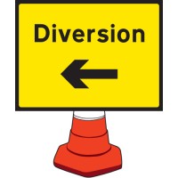 Diversion - Arrow Left - Cone Sign - TESTTTTT!!!!! Diversion - Arrow Left - Cone Sign - TESTTTTT!!!!!