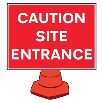 Caution - Site Entrance - Reflective Cone Sign Caution - Site Entrance - Reflective Cone Sign