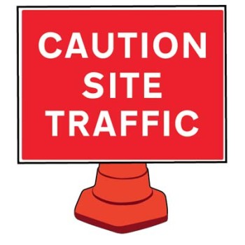 Caution - Site Traffic - Reflective Cone Sign Caution - Site Traffic - Reflective Cone Sign