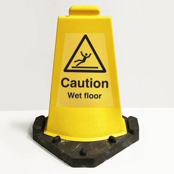 Caution Wet Floor - Double Sided Yellow Cone Caution Wet Floor - Double Sided Yellow Cone
