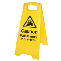 Caution - Forklift Trucks in Operation  - Self Standing Floor Sign - TESTTTTT!!!!! 