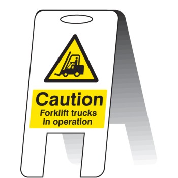 Caution - Forklift Trucks in Operating - Lightweight Self Standing Sign - TESTTTTT!!!!! 
