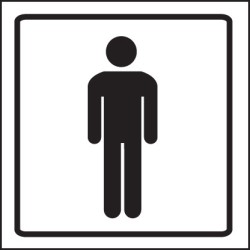 Gents Symbol - Clear Acrylic Visual Impact Sign with Stand-off Locators - TESTTTTT!!!!! 