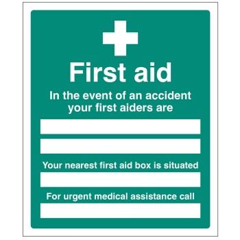 In the Event of an Accident - Your First Aiders are - First Aid Box is In the Event of an Accident - Your First Aiders are - First Aid Box is