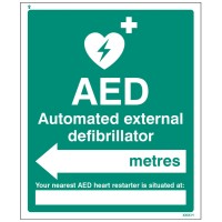 AED Located in __ Metres - Arrow left AED Located in __ Metres - Arrow left
