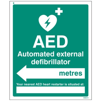 AED Located in __ Metres - Arrow left AED Located in __ Metres - Arrow left