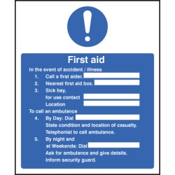 First Aid in the Event of Accident / Illness - TESTTTTT!!!!! First Aid in the Event of Accident / Illness - TESTTTTT!!!!!