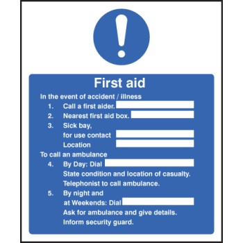 First Aid in the Event of Accident / Illness - TESTTTTT!!!!! 