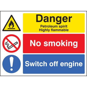 Petroleum Spirit - Highly Flammable - No Smoking - Switch Off Engine - TESTTTTT!!!!! 