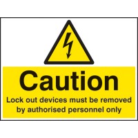 Caution - Lock Out Devices Must be Removed By Authorised Personnel Only Caution - Lock Out Devices Must be Removed By Authorised Personnel Only