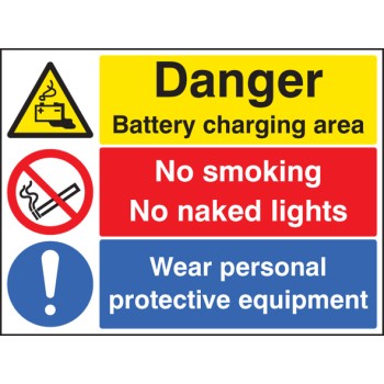 Danger - Battery Charging Area - Wear PPE - No Smoking - No Naked Lights - TESTTTTT!!!!! 