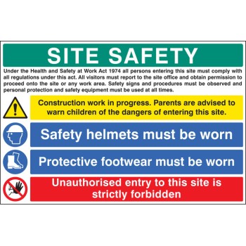 Site Safety - H&S Act - Construction Work - Helmets - Footwear - Unauthorised Entry Forbidden - TESTTTTT!!!!! 