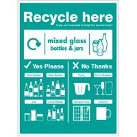 Mixed glass Bottles & jars - WRAP Recycle Here Sign Mixed glass Bottles & jars - WRAP Recycle Here Sign