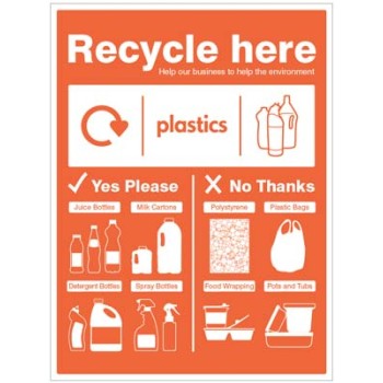 Plastic Bottles - WRAP Recycle Here Sign Plastic Bottles - WRAP Recycle Here Sign