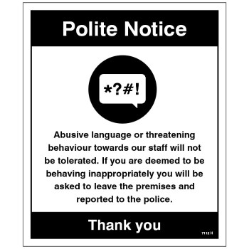 Warning - Abusive Language or threatening Behaviour will Not be Tolerated Warning - Abusive Language or threatening Behaviour will Not be Tolerated