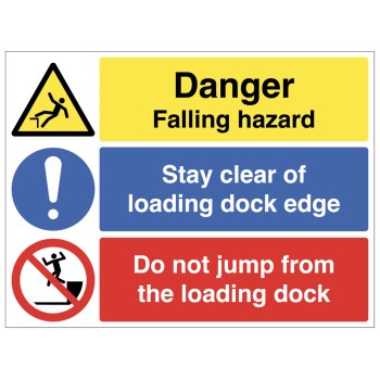 Danger - Falling Hazard - Stay Clear of Loading Dock - Do Not Jump Danger - Falling Hazard - Stay Clear of Loading Dock - Do Not Jump